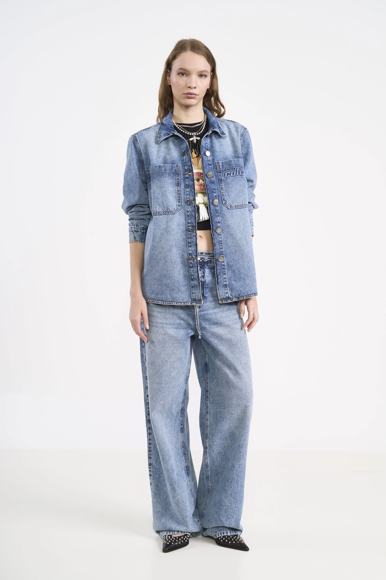 Calça Jeans Feminina Wide Leg Cintura Alta