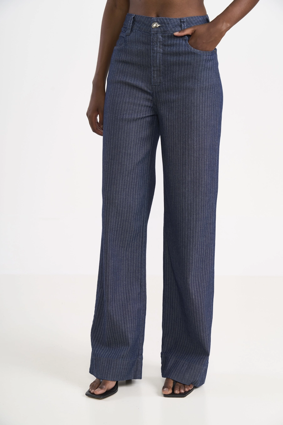 Calça Jeans Wide Leg Risca De Giz Índigo