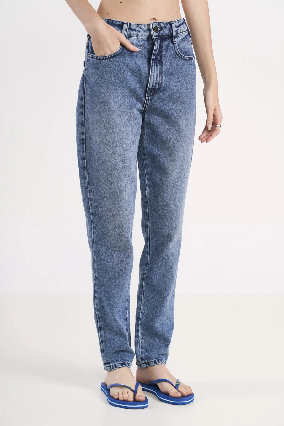 Calça Jeans Casual Vintage Mom Índigo