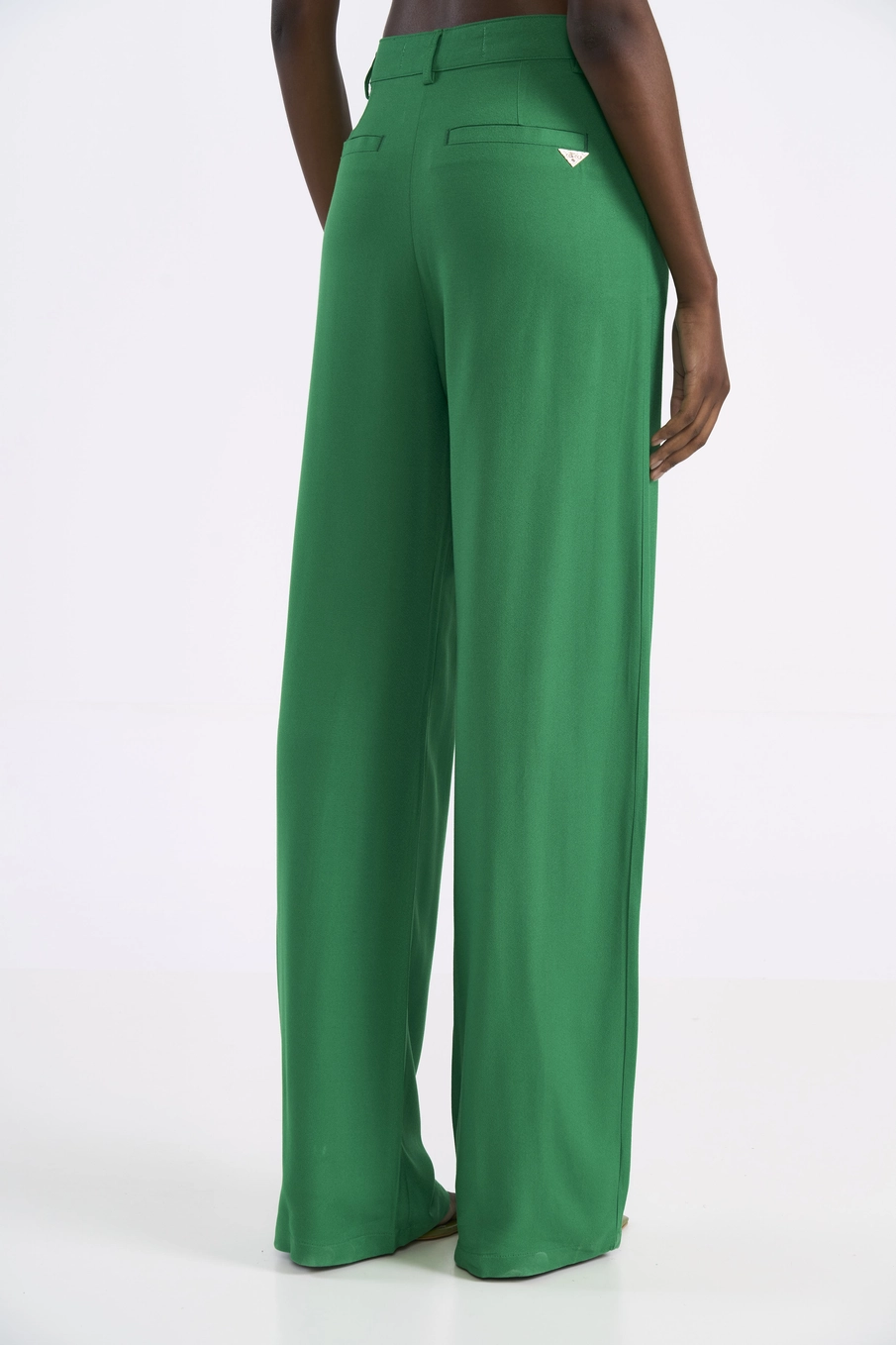 Calça Feminina Wide Leg Cintura Alta Verde Vanity
