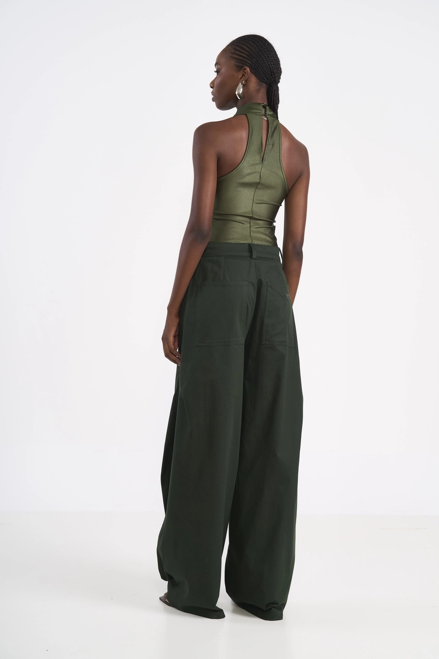 Calça Barril De Sarja Verde