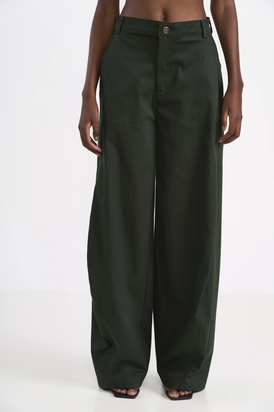 Calça Barril De Sarja Verde
