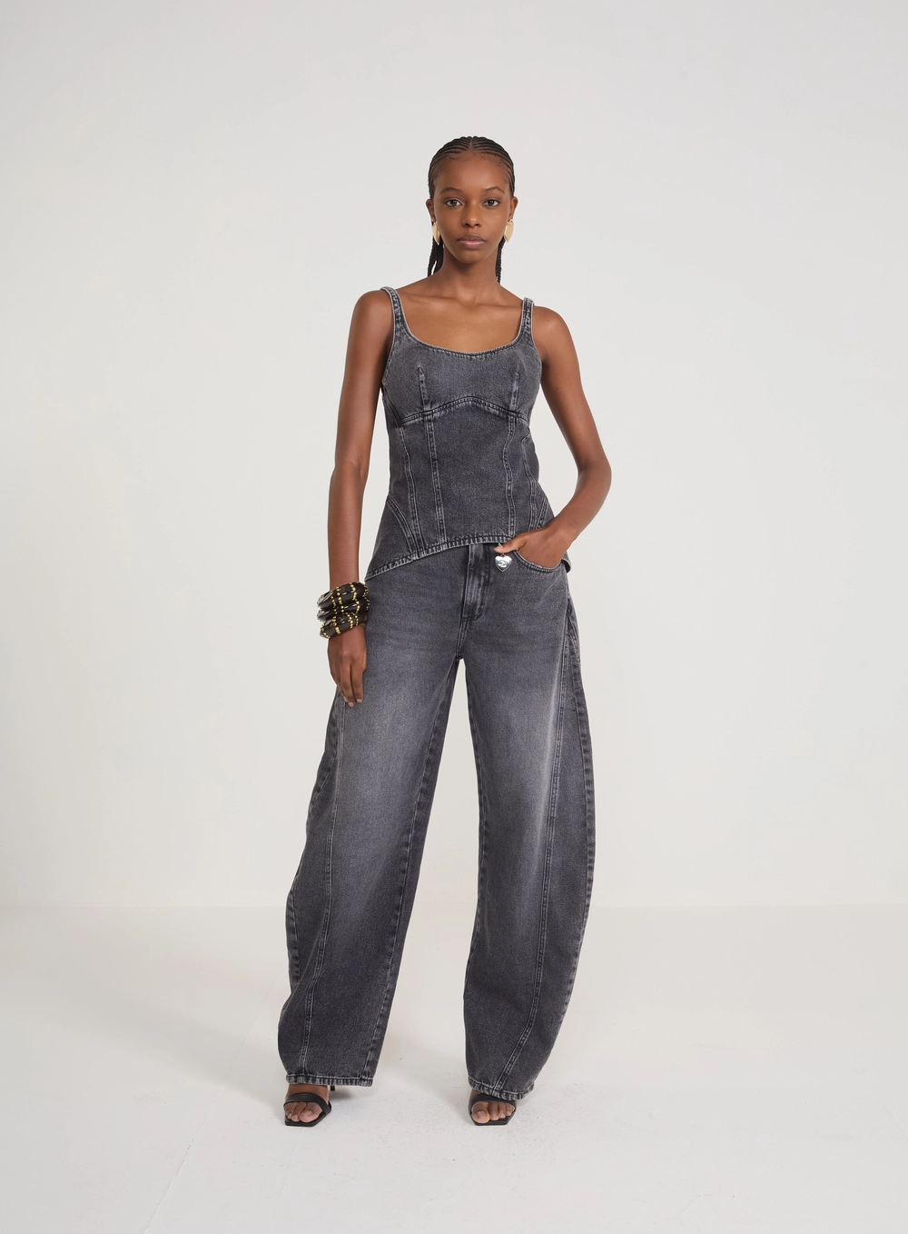 Calça Jeans Barril Indigo Preto