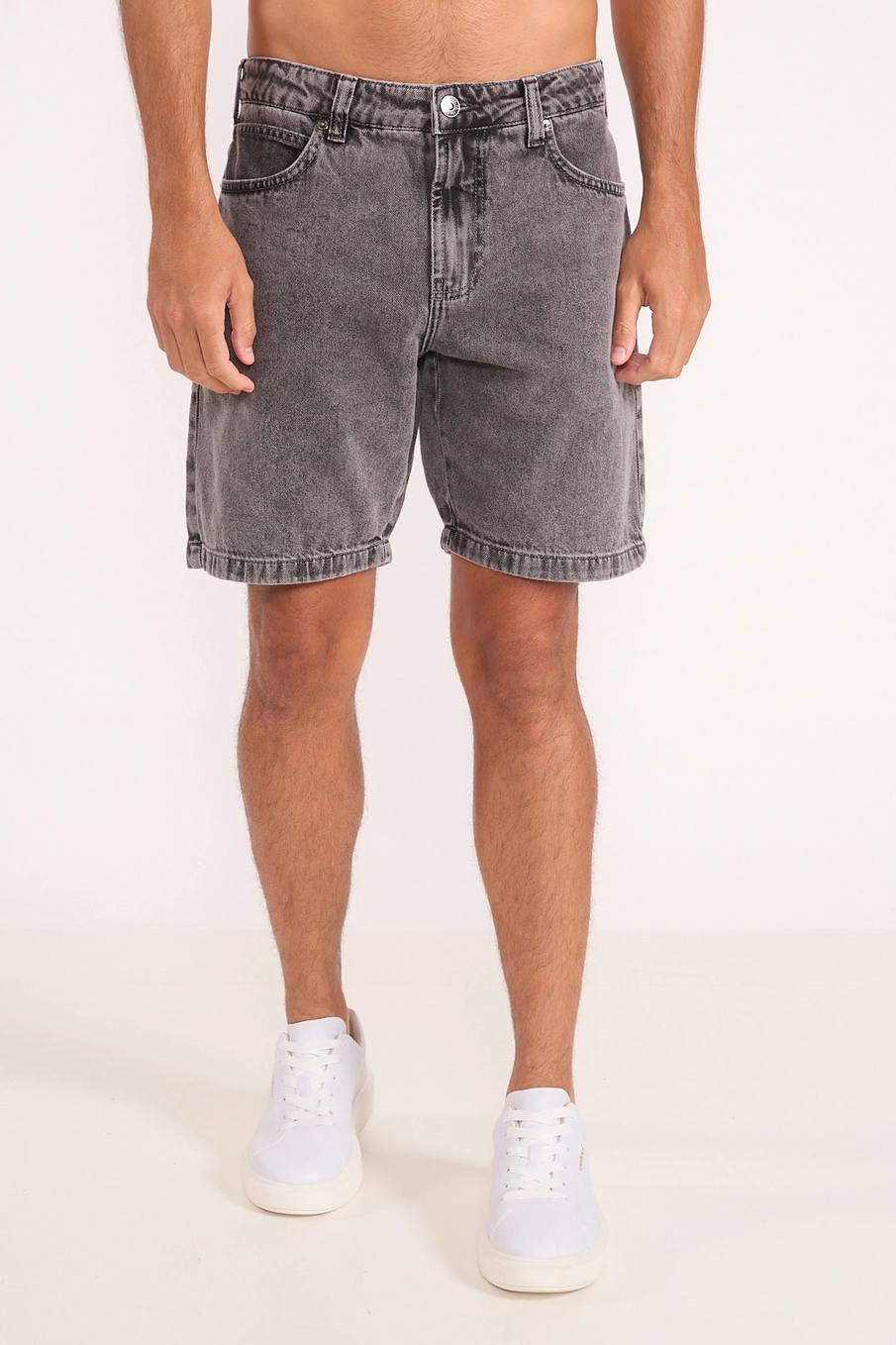 Bermuda Masculina Jeans Indigo Preto