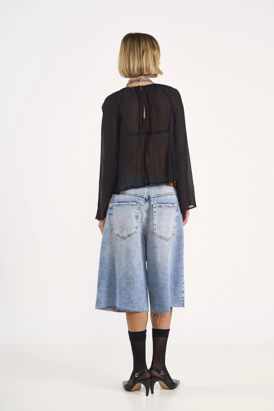 Bermuda Jeans Wide Índigo