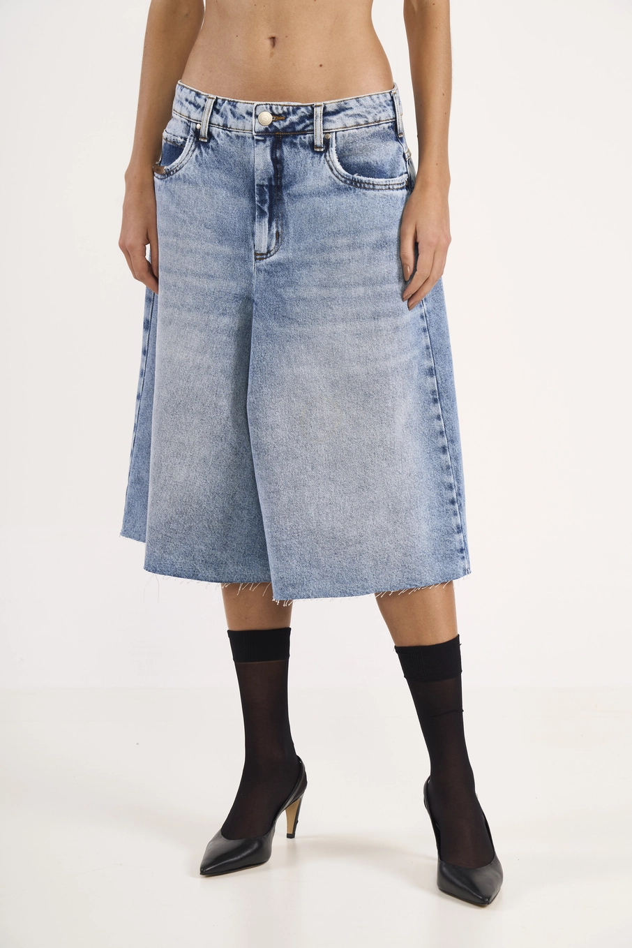 Bermuda Jeans Wide Índigo