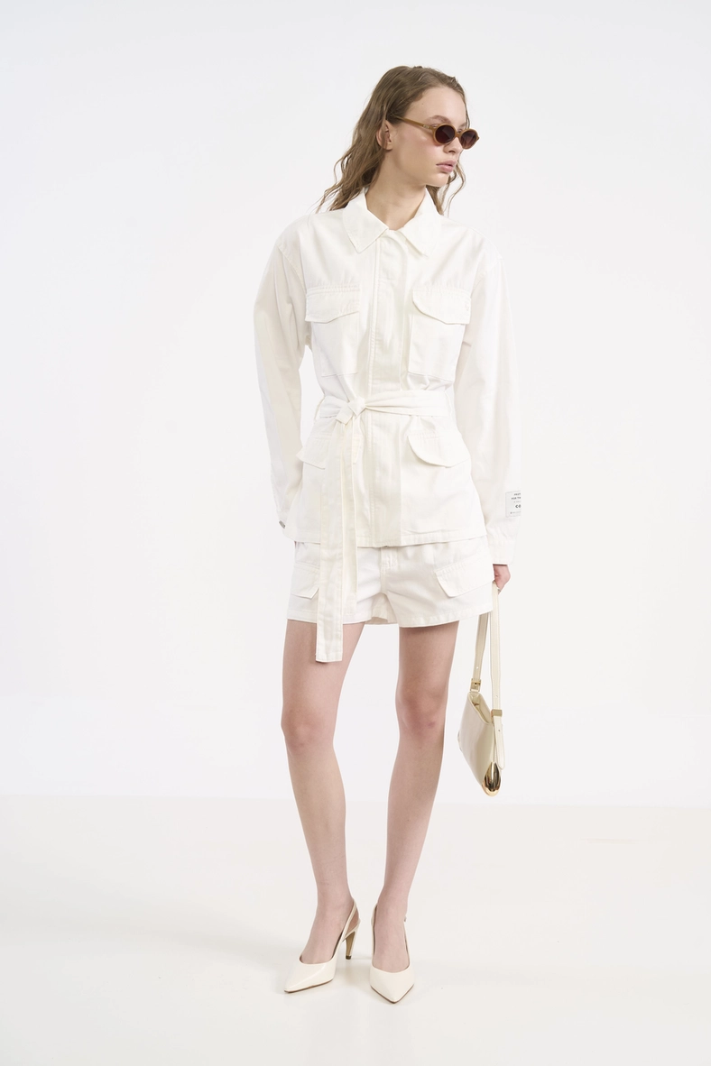 Short Cargo Em Sarja Off-white