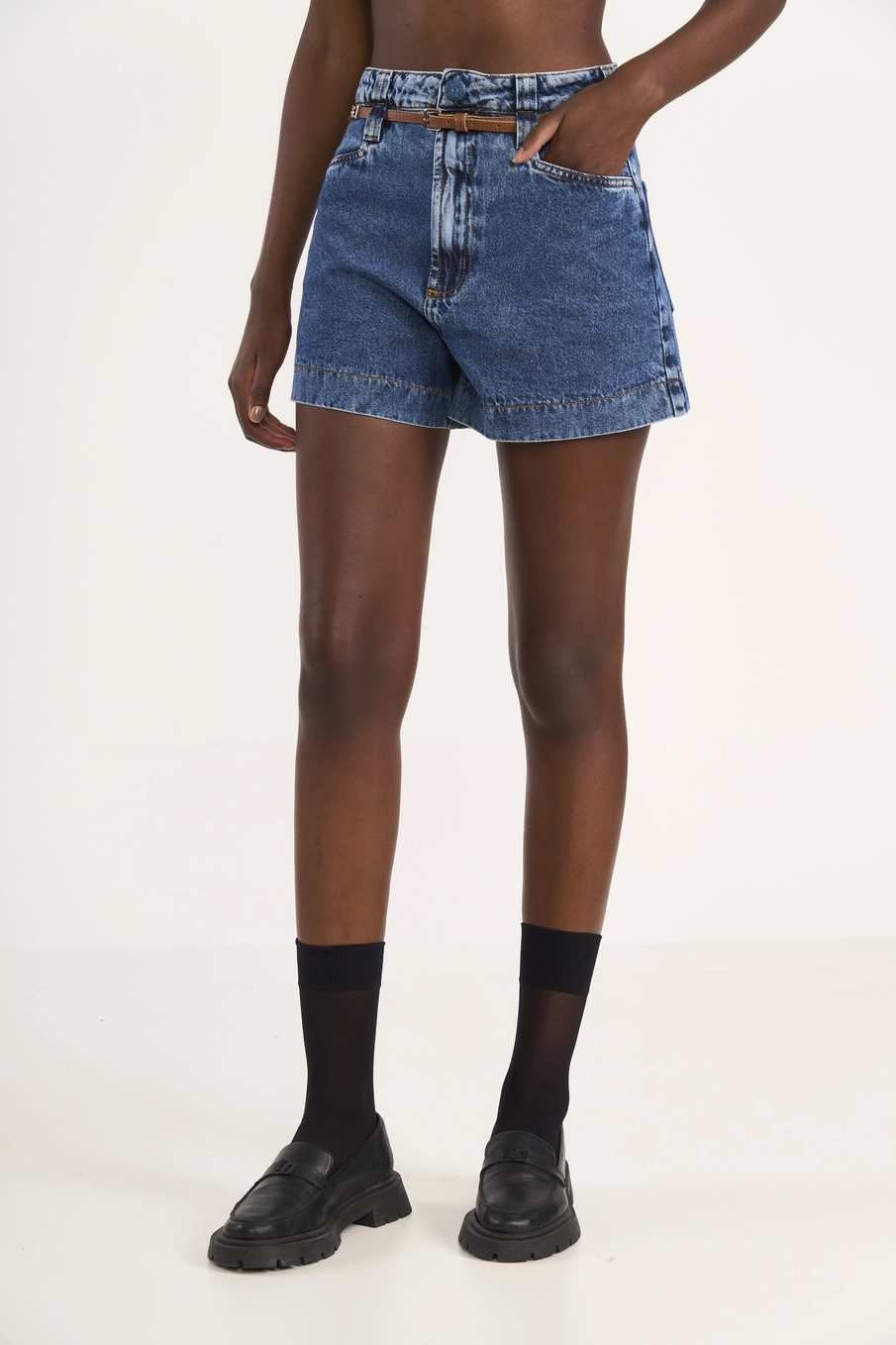 Short Jeans Joana Com Cinto Índigo
