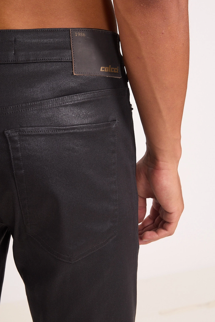 Calça Masculina Slim Resinada Preto