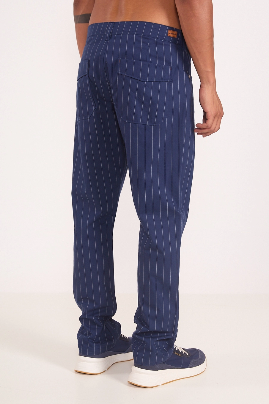 Calça Reta Risca De Giz Estampados