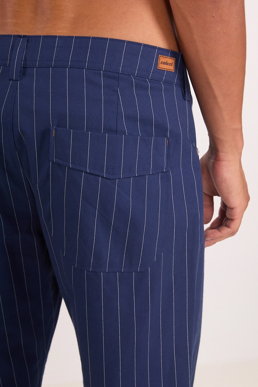 Calça Reta Risca De Giz Estampados