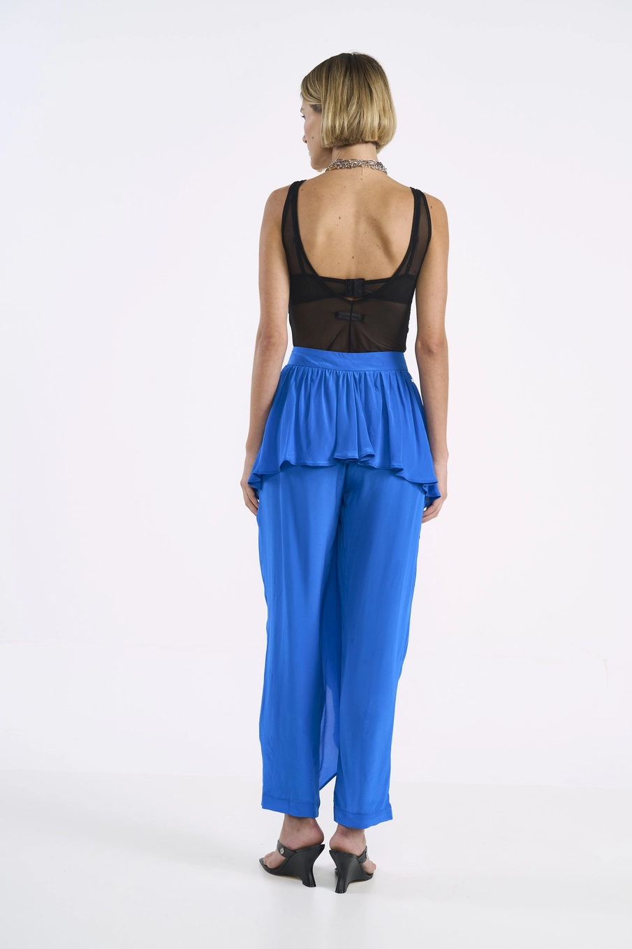 Calça Saruel Com Efeito Envelope Azul