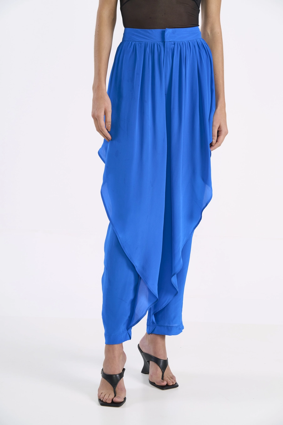 Calça Saruel Com Efeito Envelope Azul