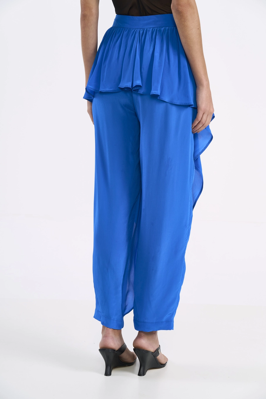 Calça Saruel Com Efeito Envelope Azul