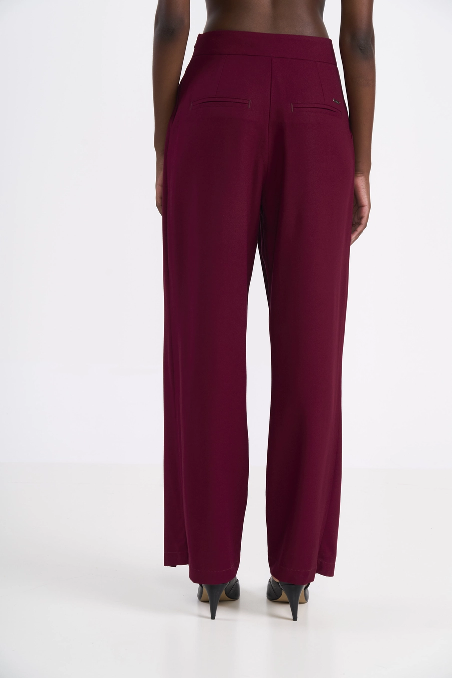 Calça Pantalona Transpassada Bordô
