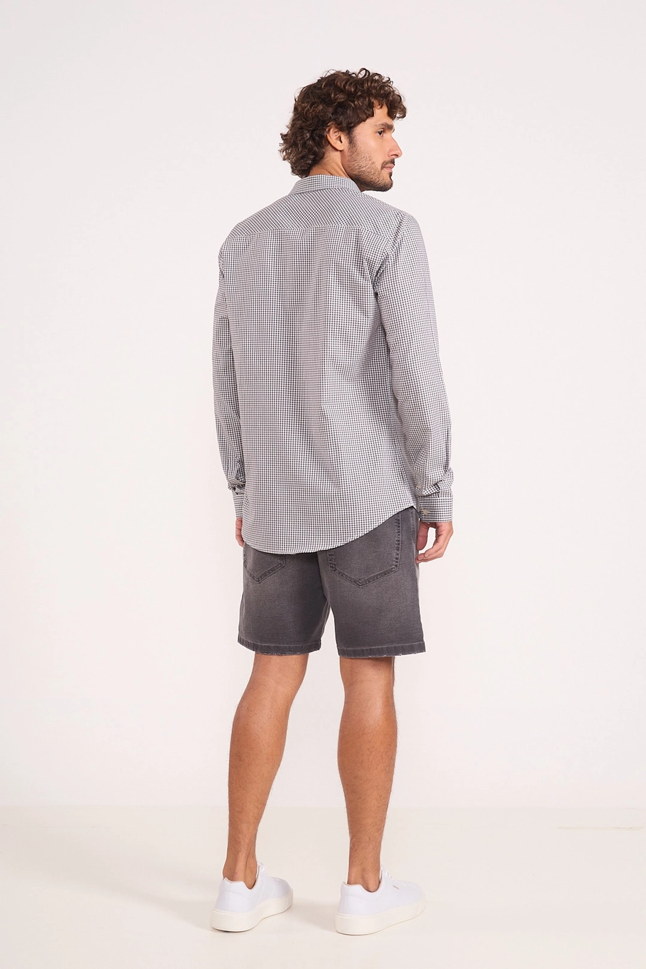 Bermuda Jeans Masculina Grey Indigo Preto