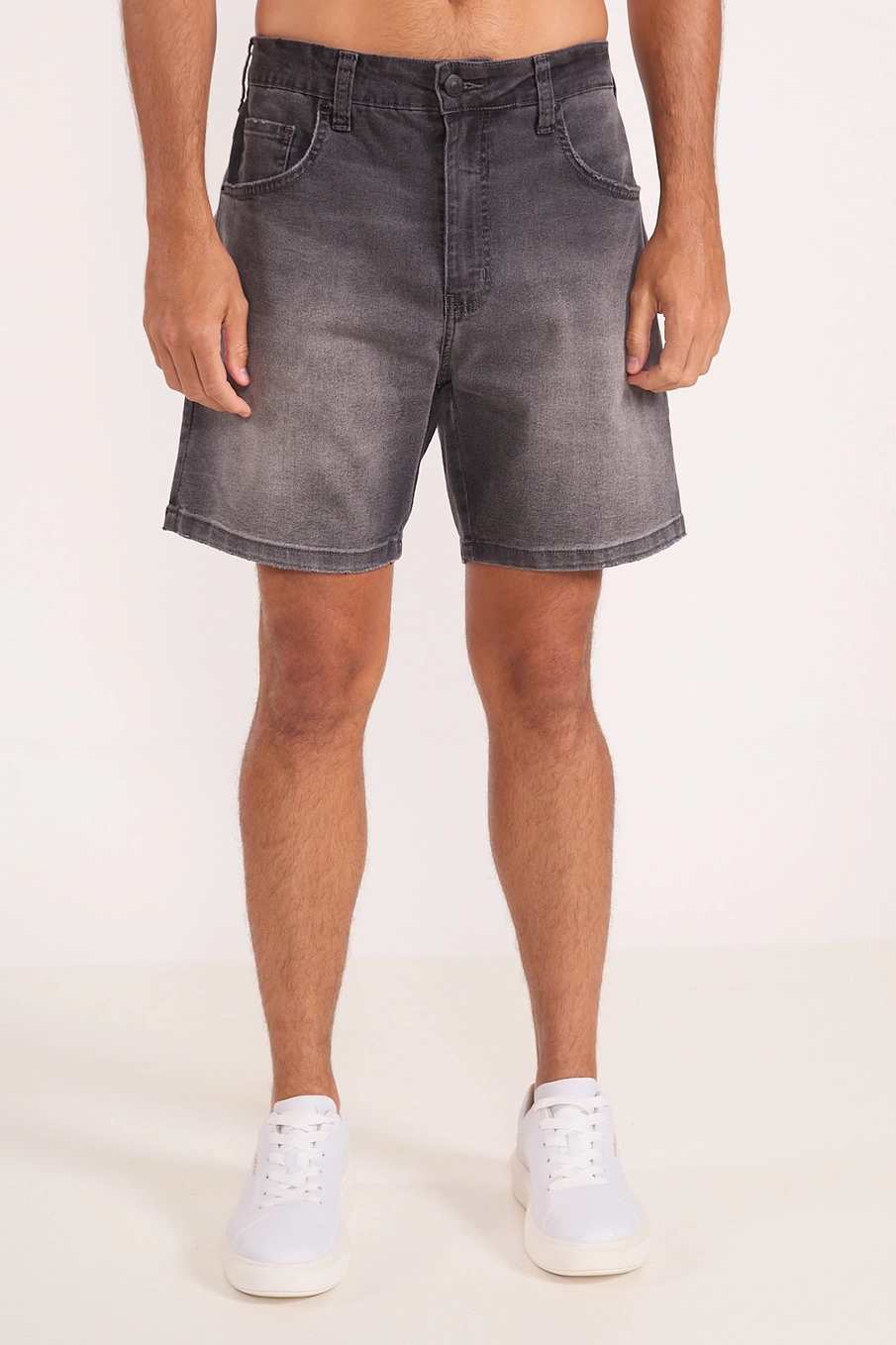 Bermuda Jeans Masculina Grey Indigo Preto