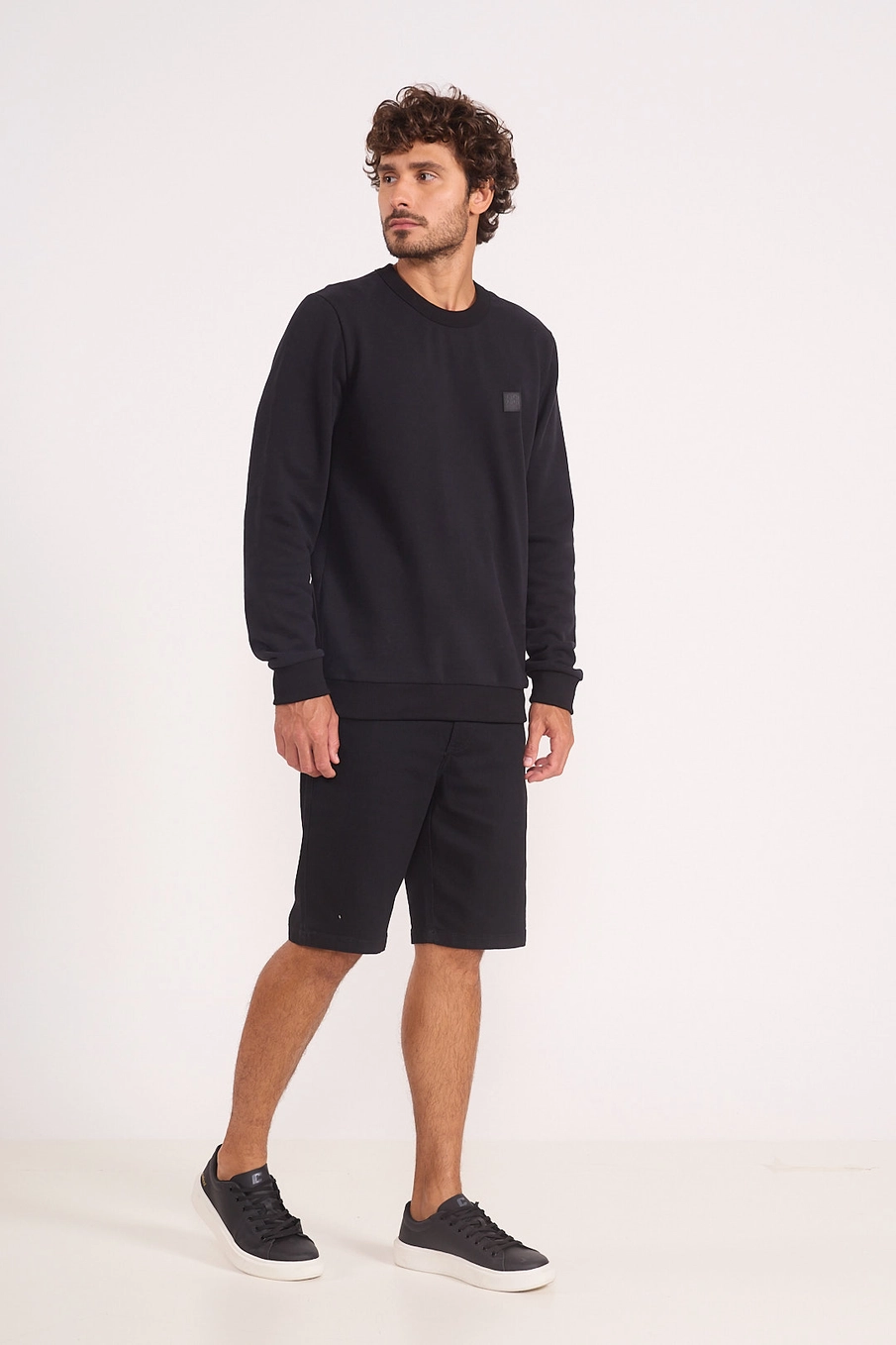 Bermuda Jeans Davi Reta Indigo Preto