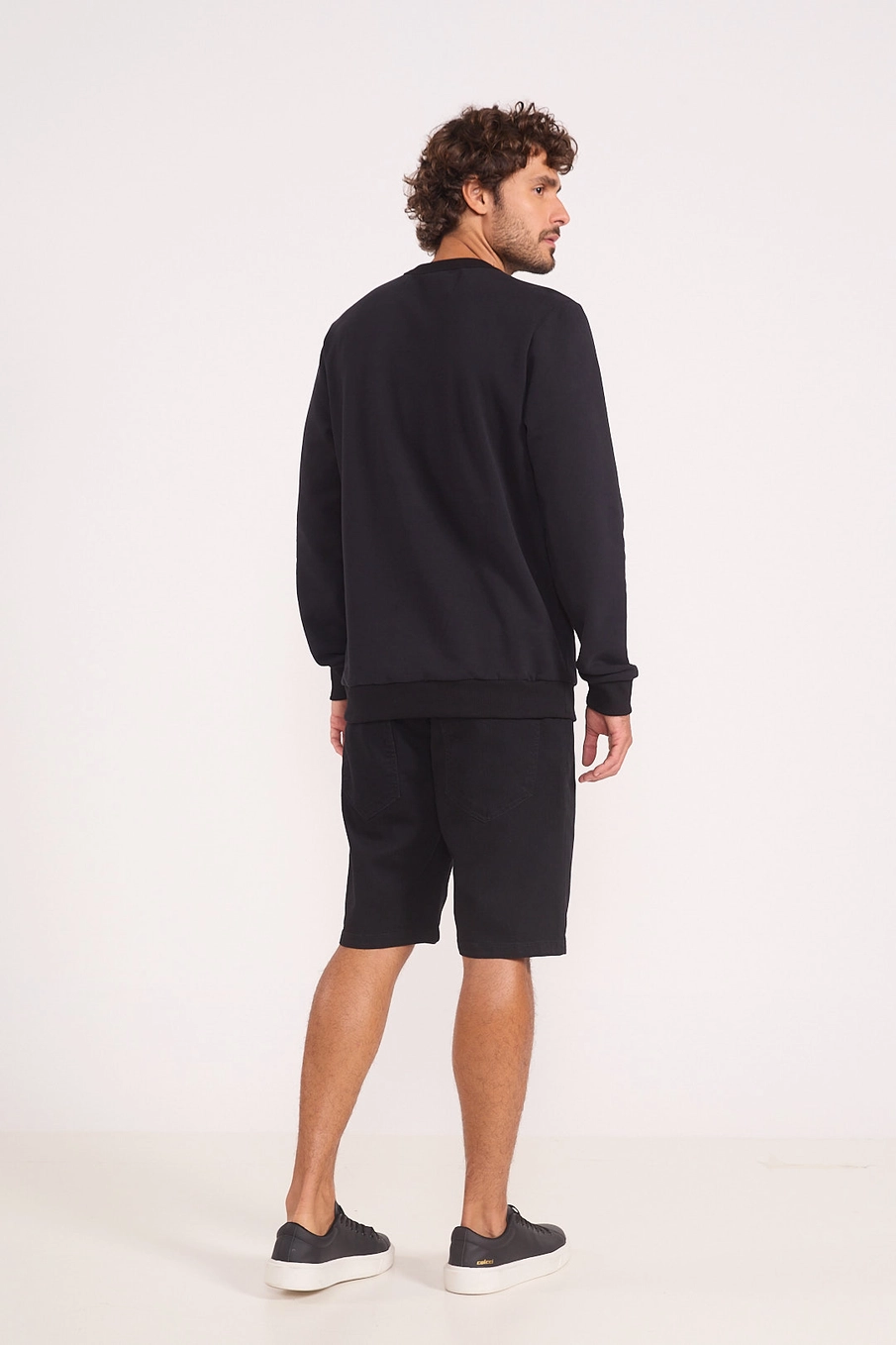 Bermuda Jeans Davi Reta Indigo Preto