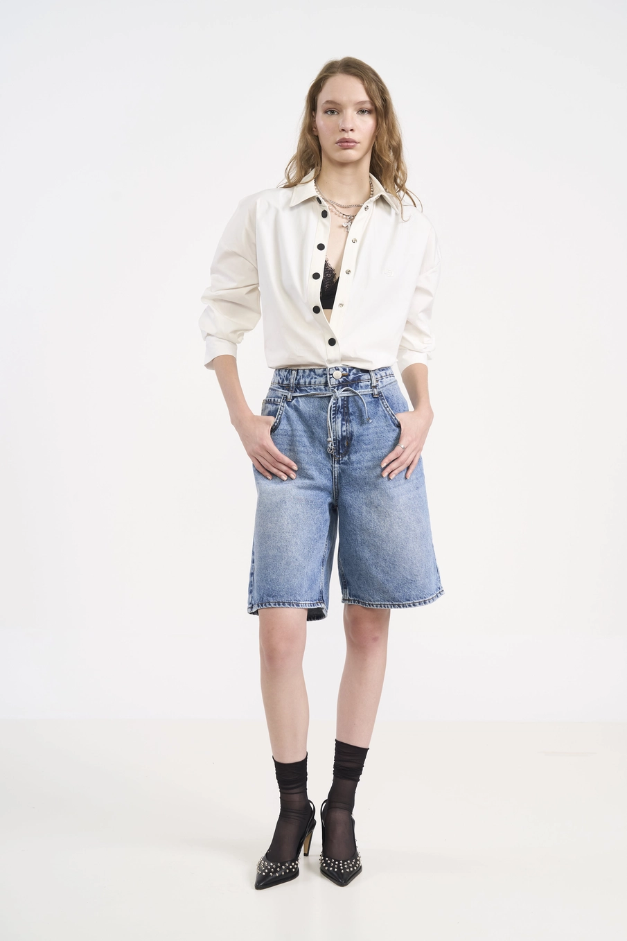 Bermuda Feminina Jeans Wide Índigo