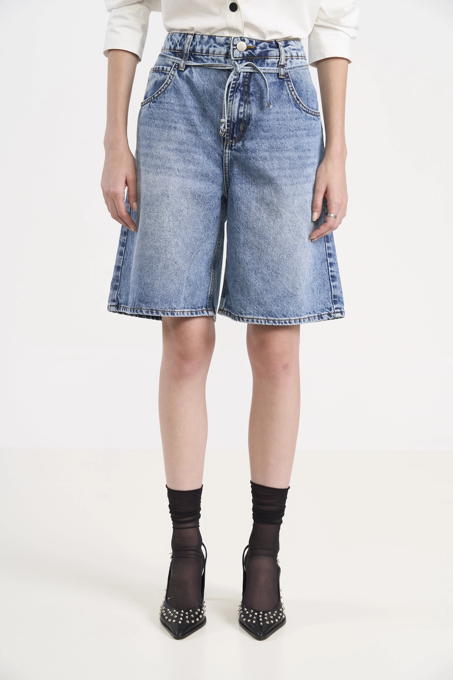 Bermuda Feminina Jeans Wide Índigo