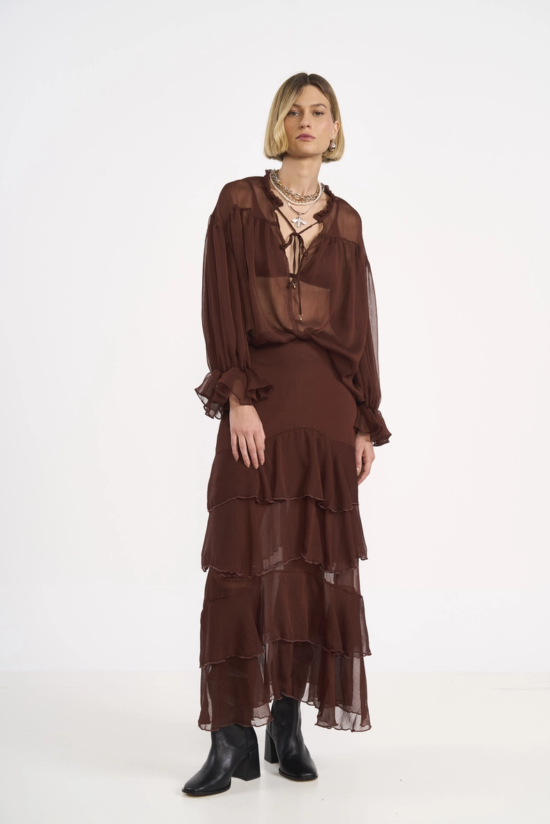 Saia Chiffon Em Camadas