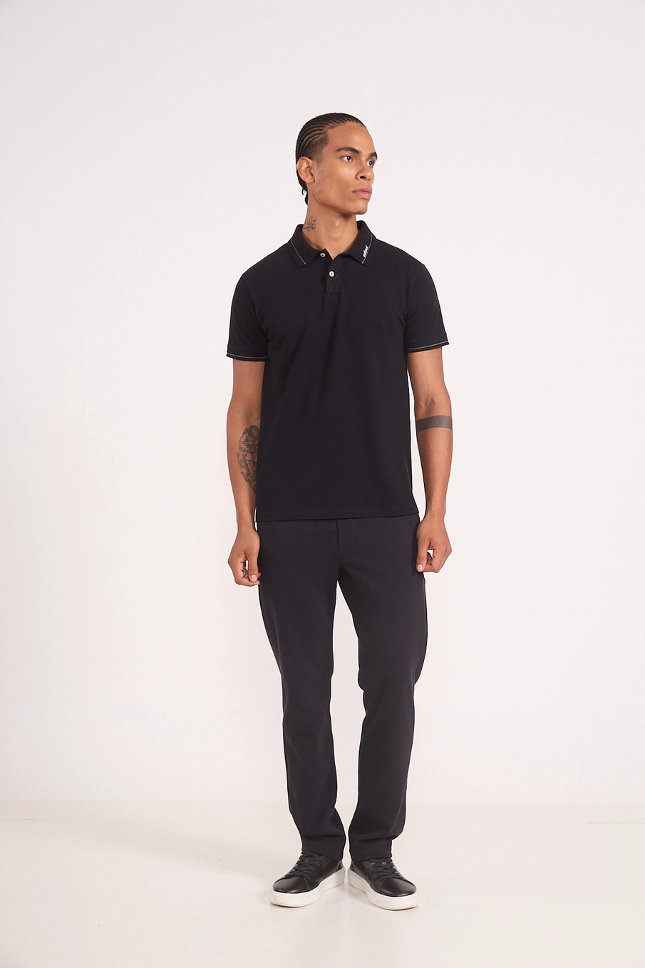 Camisa Polo Masculina Logo Preto