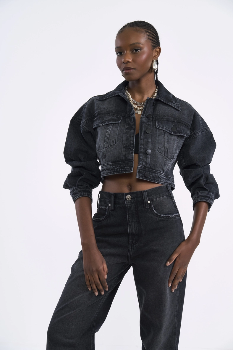 Jaqueta Feminina Jeans Cropped