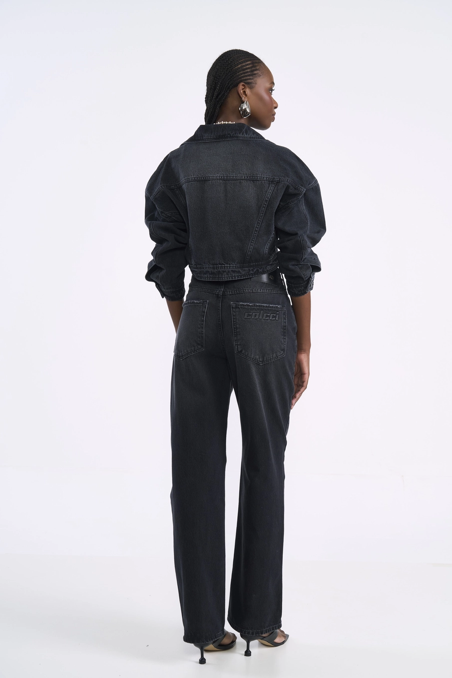 Jaqueta Feminina Jeans Cropped Indigo Preto