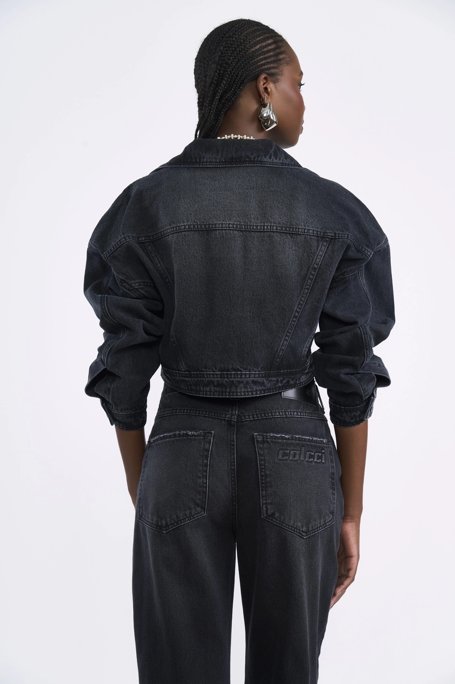 Jaqueta Feminina Jeans Cropped Indigo Preto