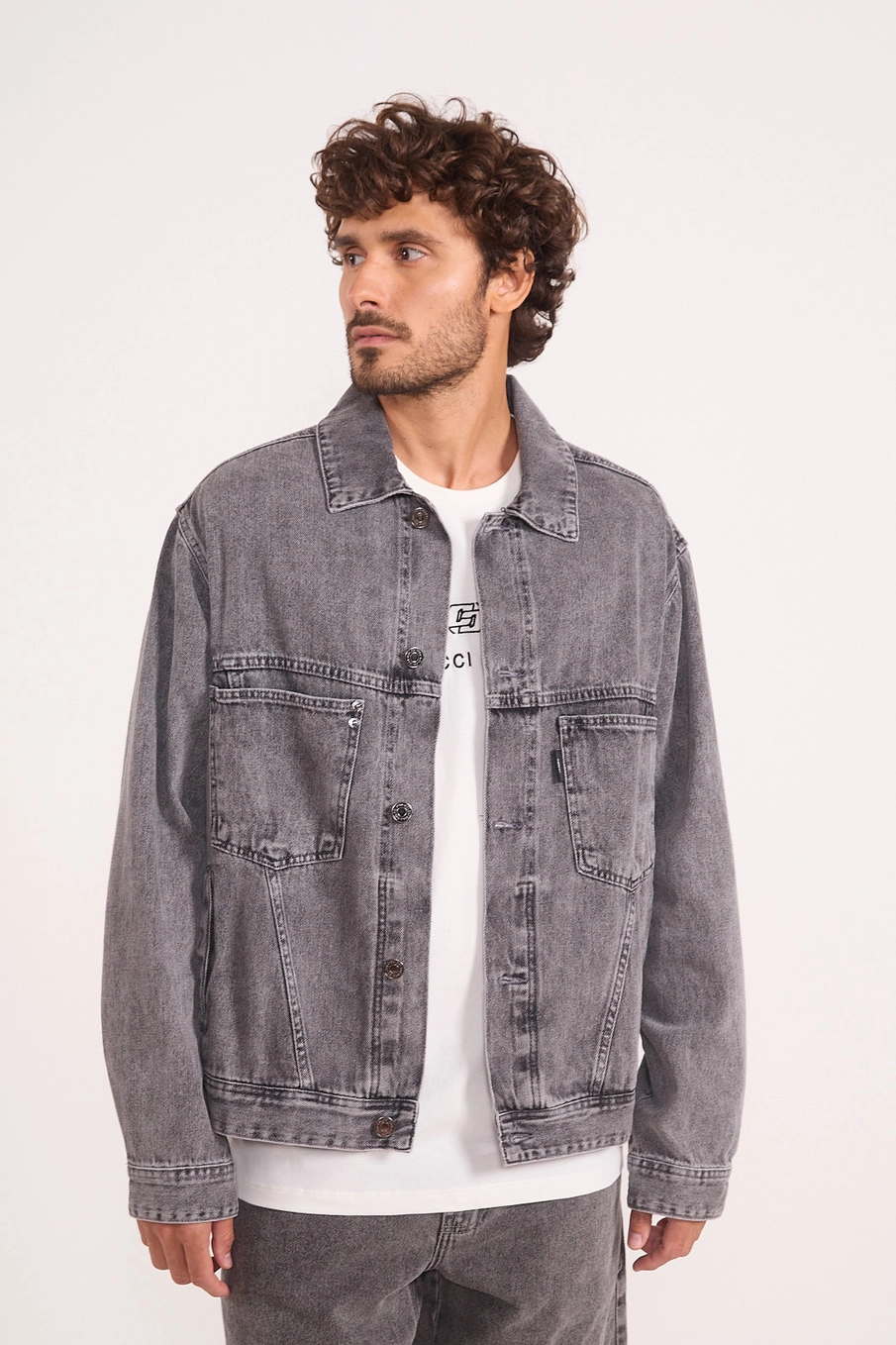 Jaqueta Jeans Masculina Comfort Com Bolsos Indigo Preto