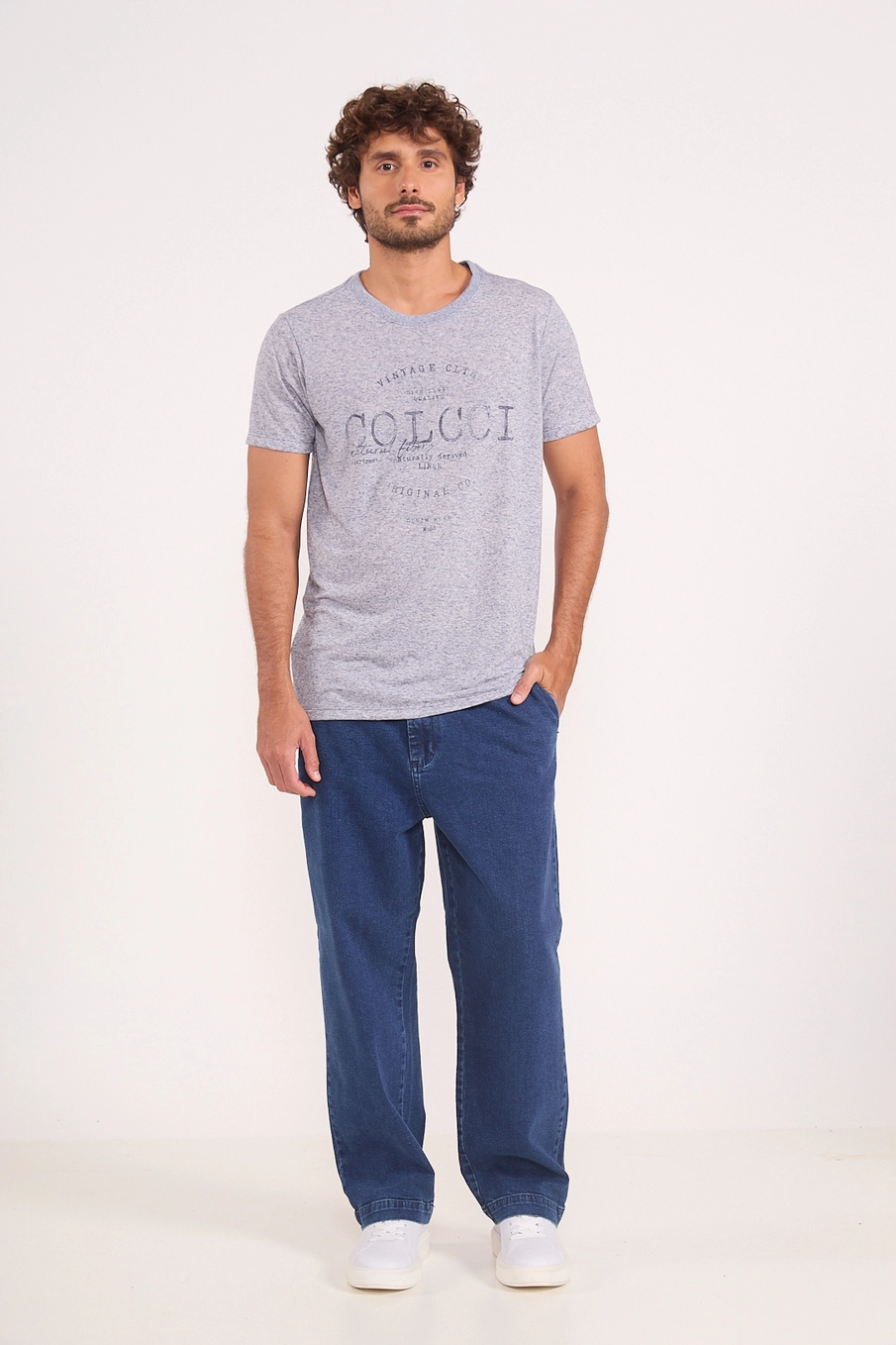 Camiseta Essência Urbana Com Linho Azul