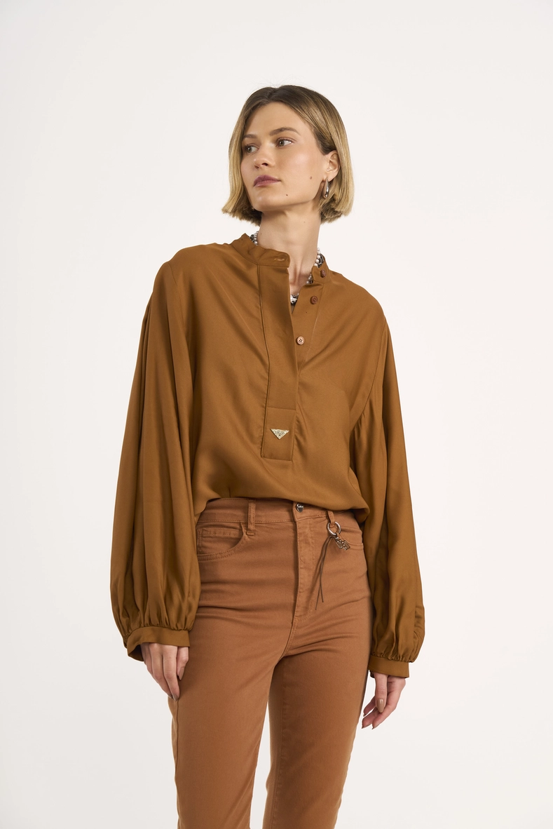 Camisa Fluida Mangas Bufantes