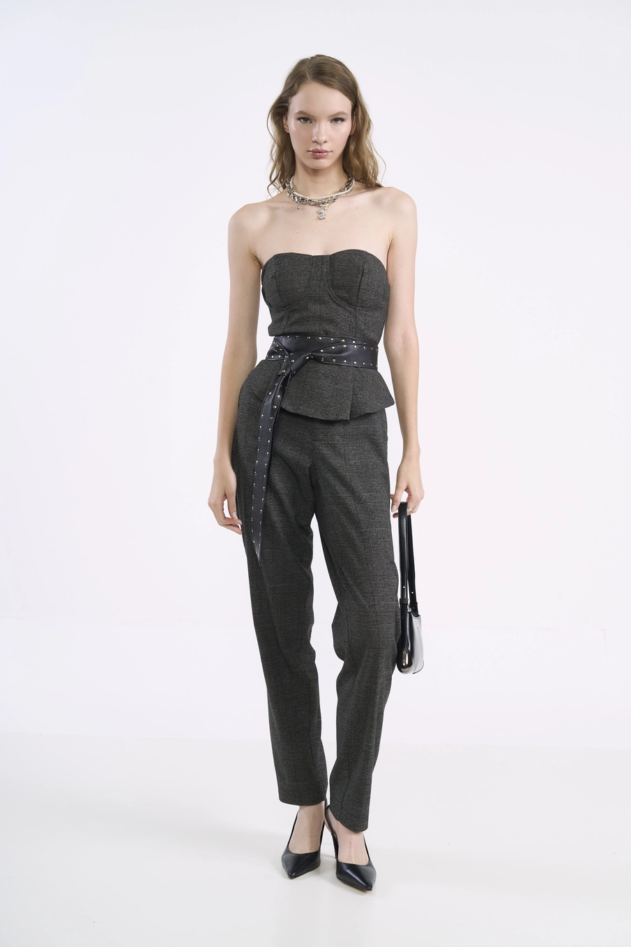 Blusa Corset Tomara Que Caia Xadrez Com Peplum Estampados