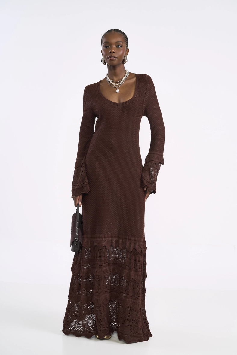 Vestido Slim Longo Em Tricô