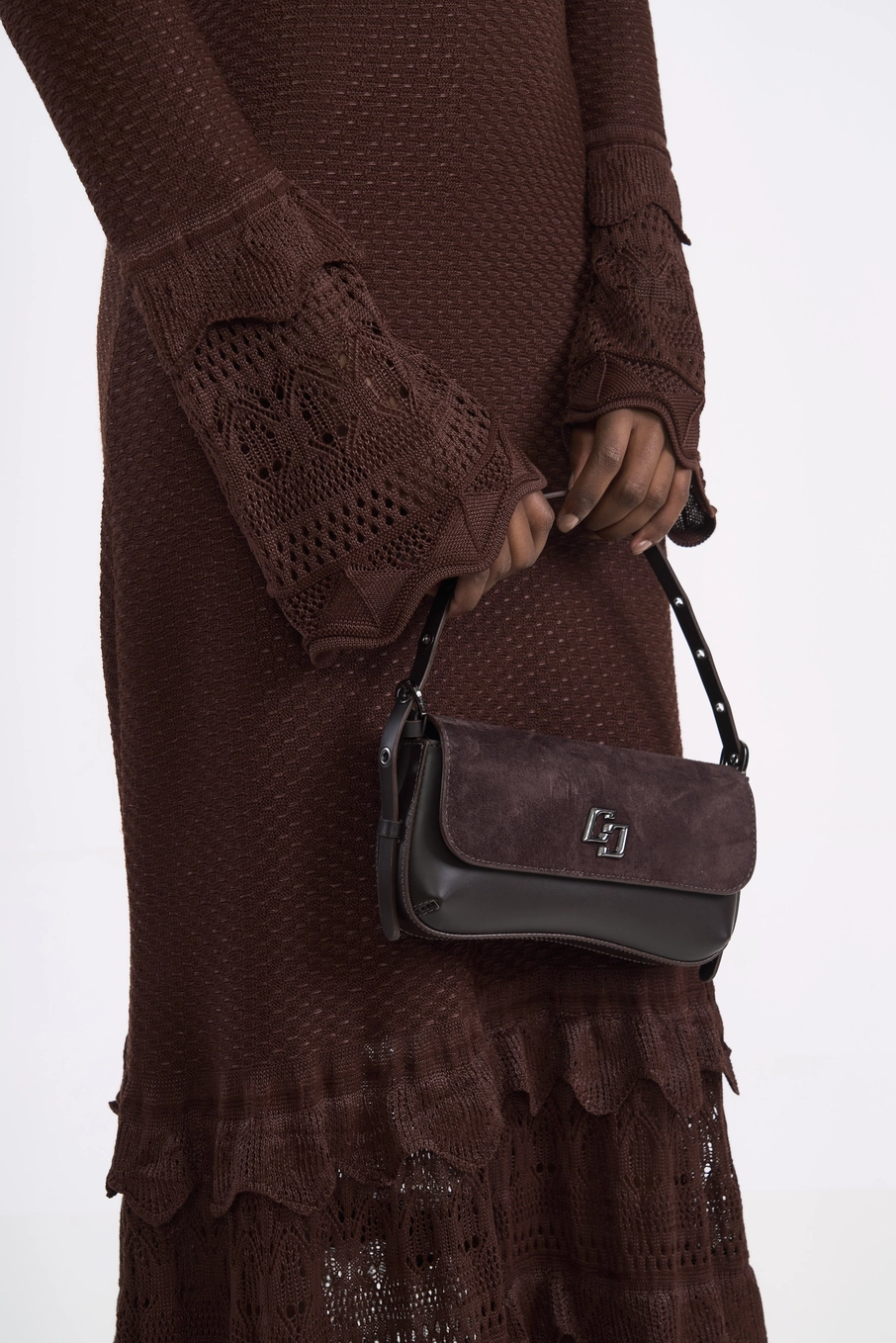 Vestido Slim Longo Em Tricô Marrom