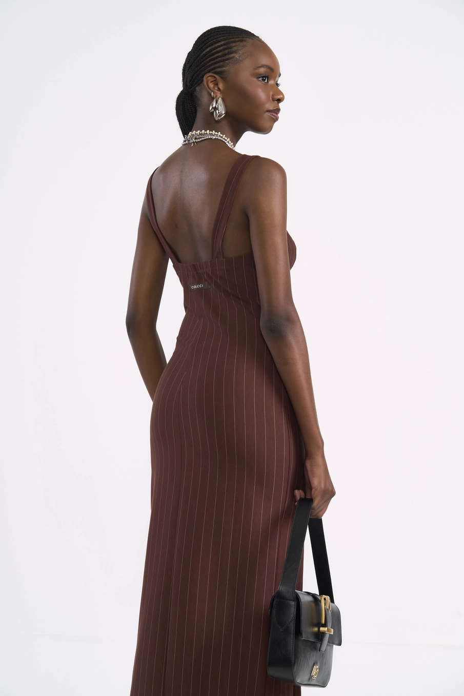 Vestido Midi Acinturado Risca De Giz Estampados