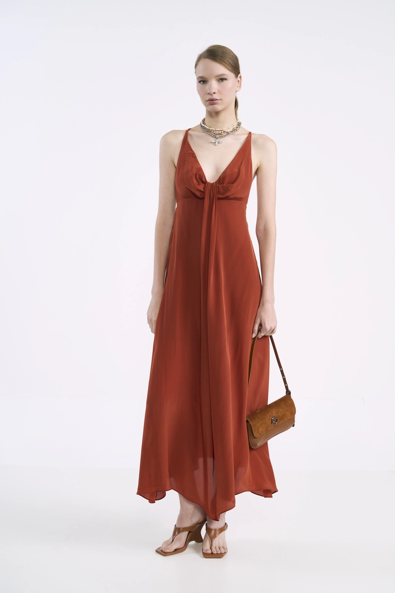 Vestido Longo Fluido Frente Única