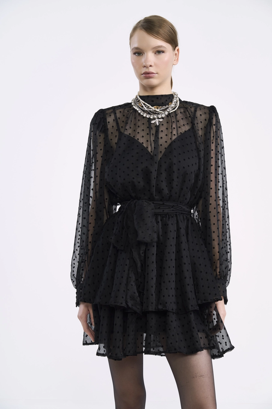 Vestido Comfort Em Camadas Preto