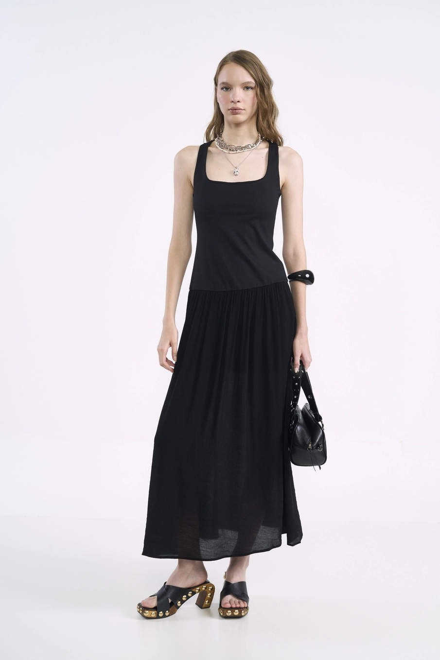 Vestido Longo Busto Ajustado Preto