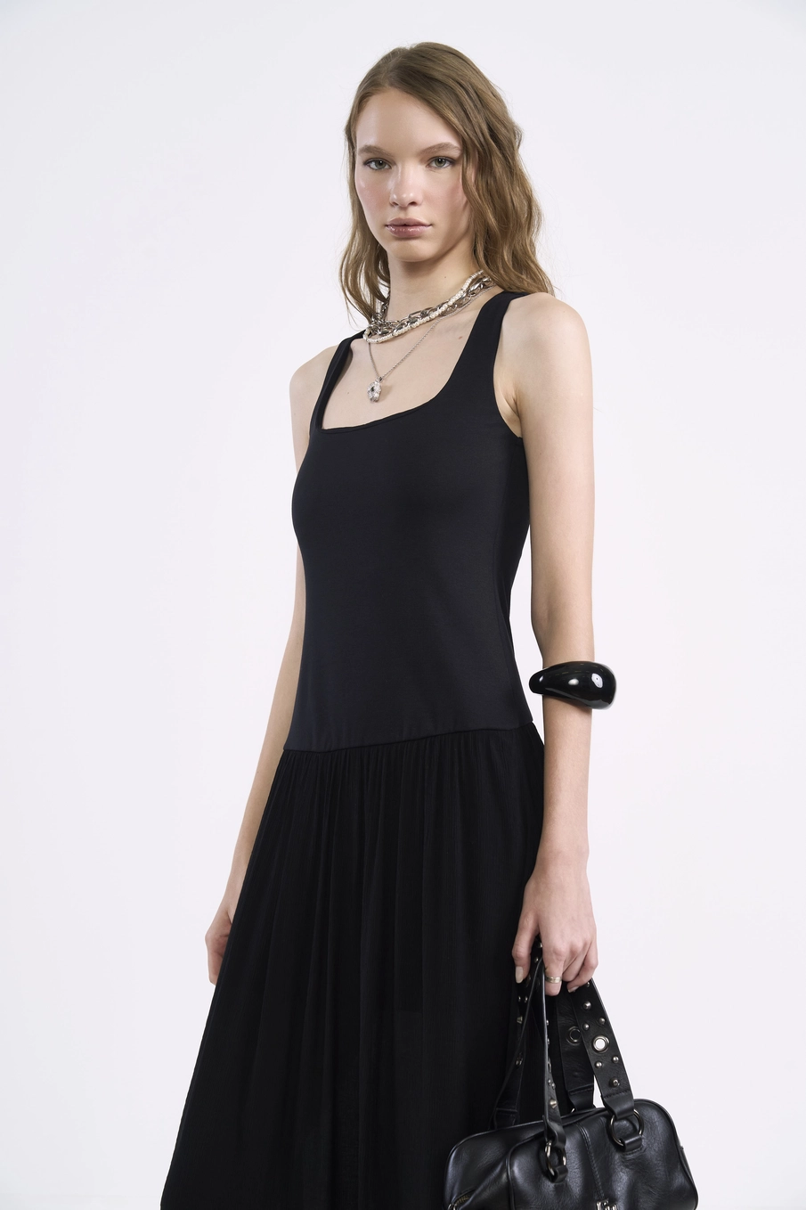 Vestido Longo Busto Ajustado Preto