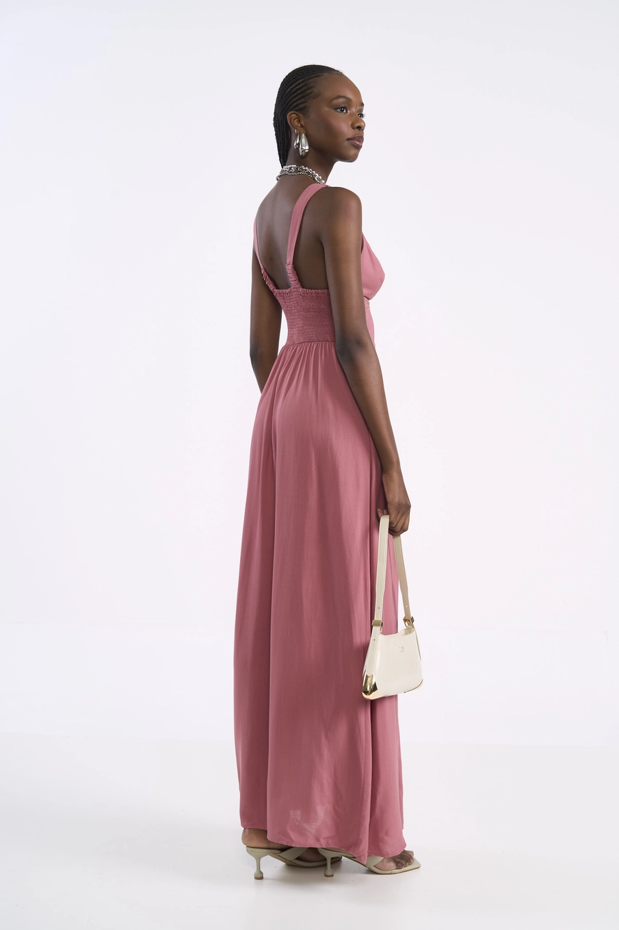 Vestido Longo Acinturado Rose Rosa