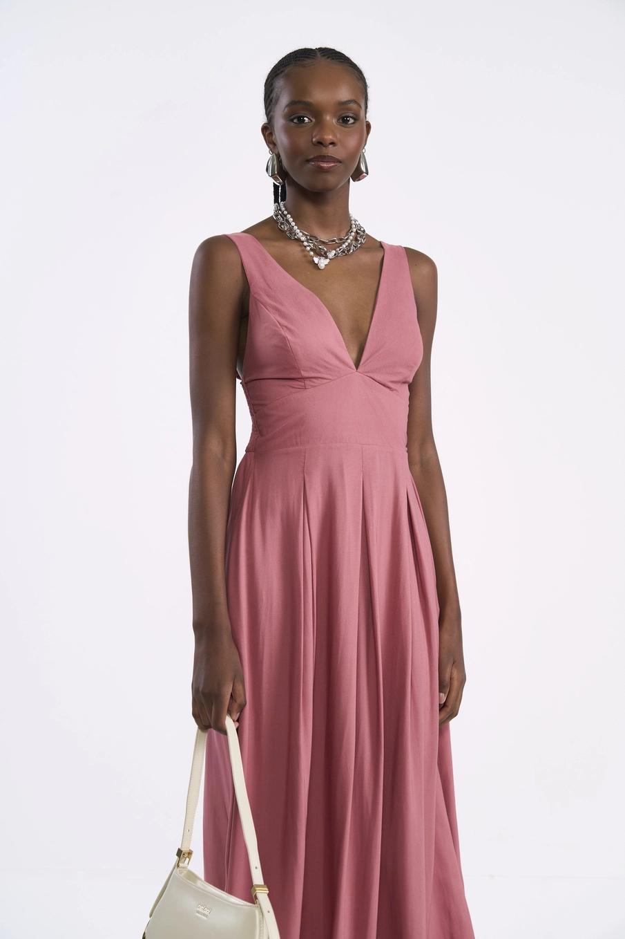 Vestido Longo Acinturado Rose Rosa