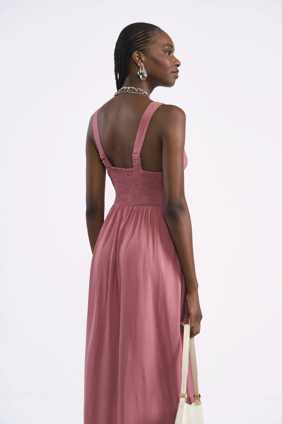 Vestido Longo Acinturado Rose Rosa
