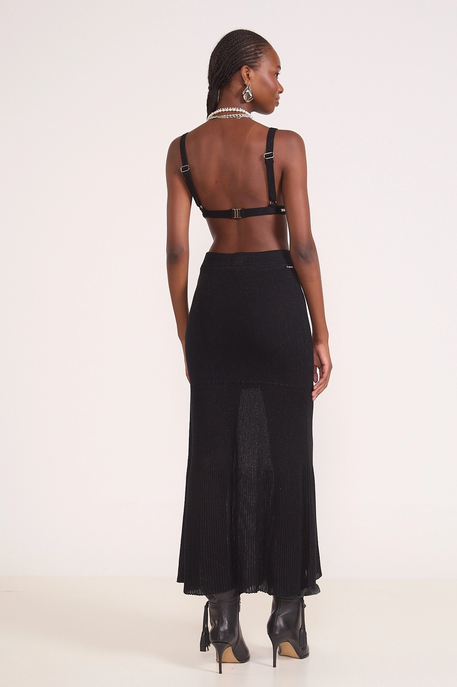 Top Bralette Tricot Canelado Preto
