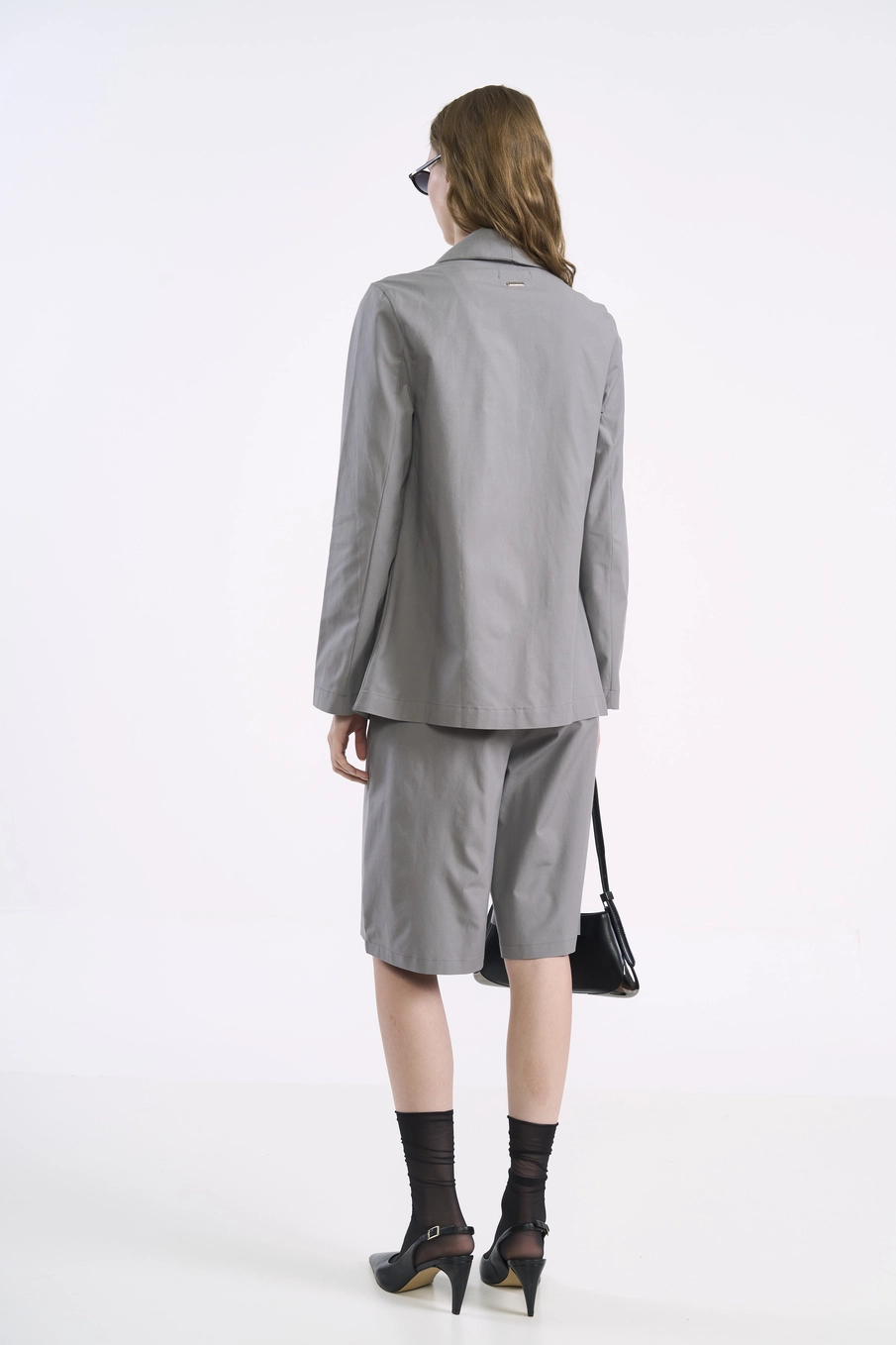 Blazer Alfaiataria Alongado Cinza
