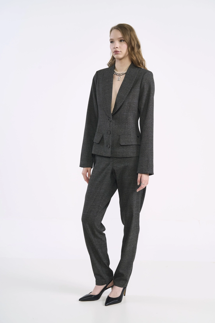 Blazer Xadrez Acinturado Estaampados