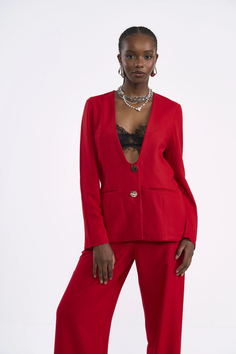Blazer Alfaiataria Viscose Decote Profundo