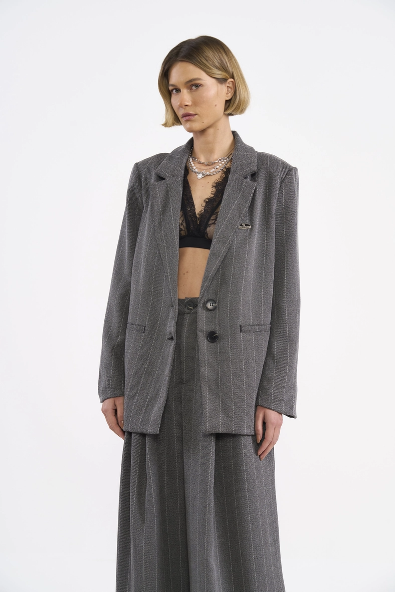 Blazer Alfaiataria Over Em Risca De Giz