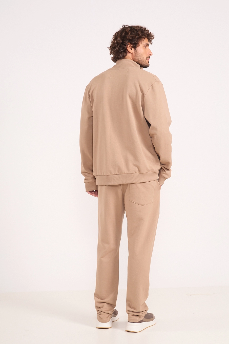 Calça Jogger Moletom Cós Com Elástico Bege